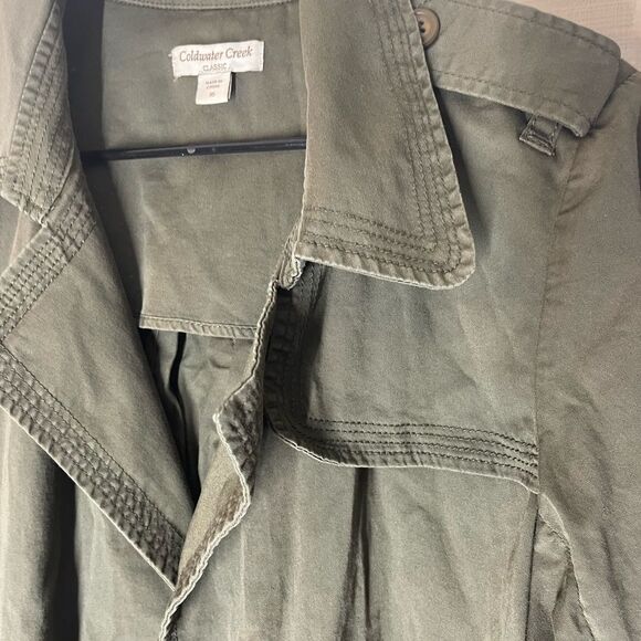 Coldwater Creek classic olive green‎ open front utility jacket, size 16 - Picture 3 of 11